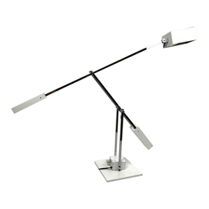 1970's Chrome and White Metal Minimalist Desk Lamp by Robert Sonneman