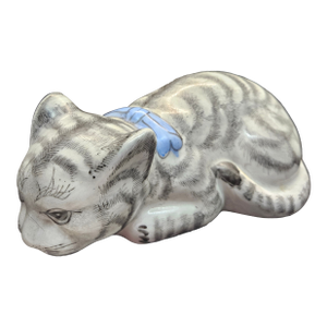 Vintage Chinese Porcelain Hand-Painted Cat Figurine