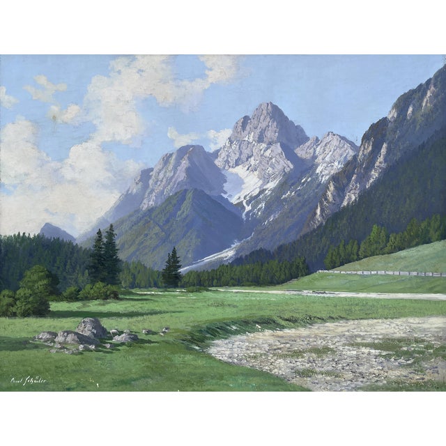 Paul Schuler, Croda Rossa d'Ampezzo, 1920s, Oil Painting on Canvas, Framed For Sale - Image 17 of 18
