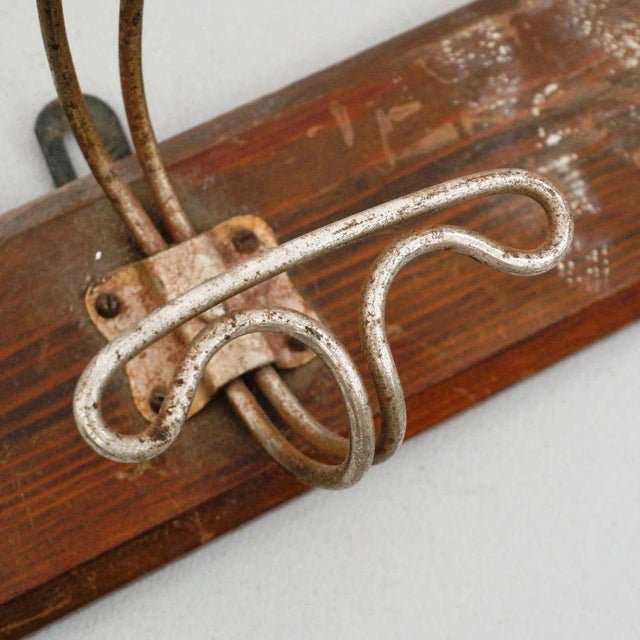 Brown Wood and Metal Coat Rack, 1940s For Sale - Image 8 of 11