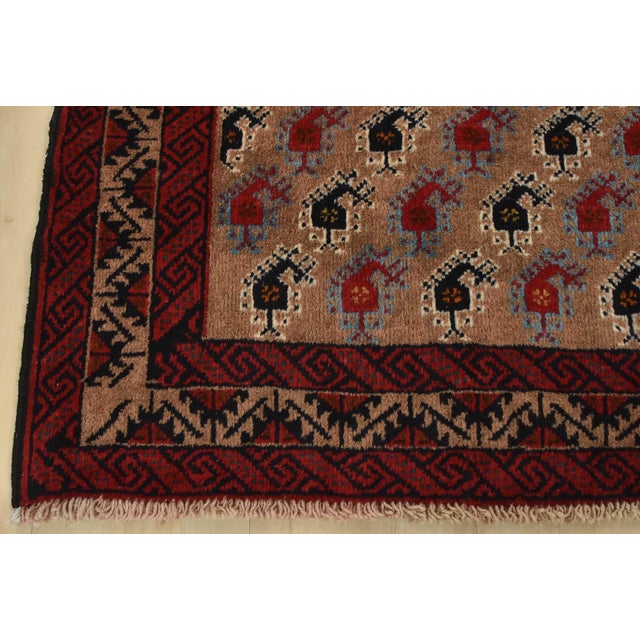 Baloch Rug 3’4” X 6’1” Brown Wool Vintage Tribal Hand-Knotted Oriental Carpet For Sale - Image 9 of 12