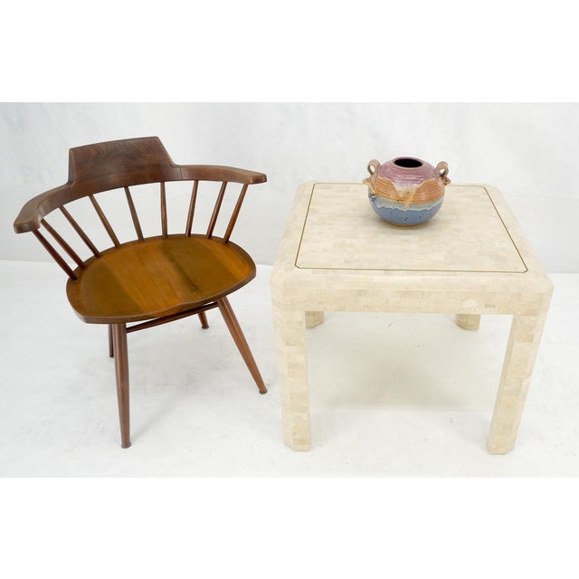 Tessellated Stone Marble Tile 26x26 Square Side Occasional Lamp Table For Sale - Image 10 of 12