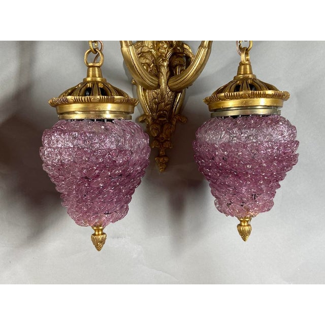 French 1980s French Louis XVI Gold Bronze Crystal Wall Lamps /Sconces-Pair For Sale - Image 3 of 15