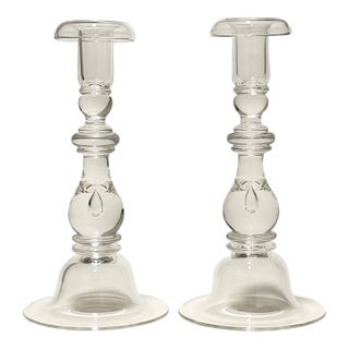 Steuben Teardrop Candlesticks - Pair For Sale