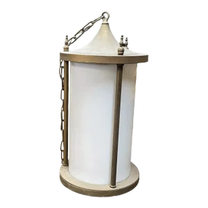 Vintage Milk Glass Brass Frame Hanging Hall Canopy Light Pendant