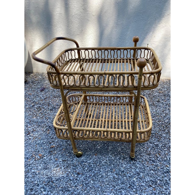 Chic Italian mid-century bar cart in the style of Albini.....