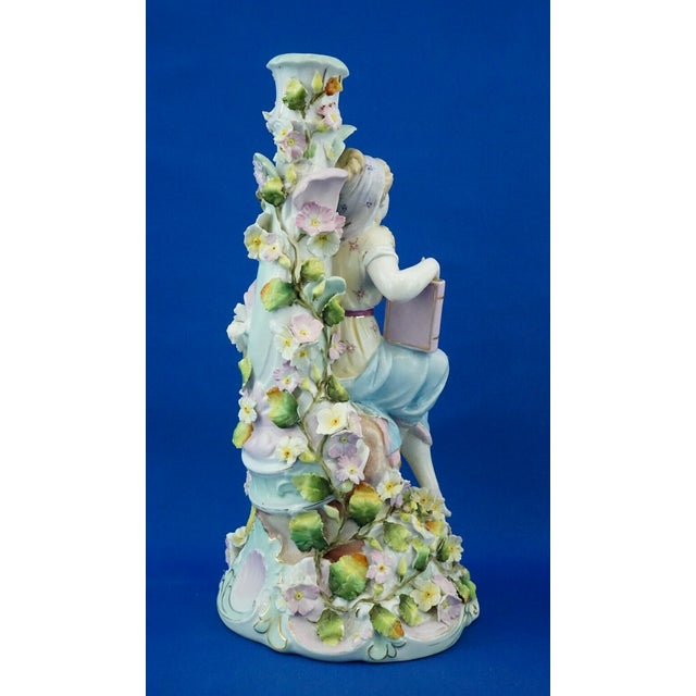Vintage Porcelain Candelabra with Book and Flowers by Plaue, 1920s For Sale - Image 6 of 18