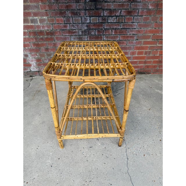 Wood Vintage Italian Riviera Tito Angoli Style Bamboo and Rattan Coffee / Side Table For Sale - Image 7 of 11