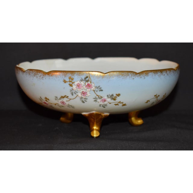 Limoges France Porcelain Colander Antique Berry Bowl Footed Strainer Gilt For Sale - Image 11 of 15