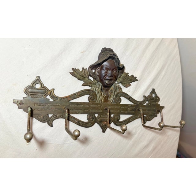 Antique Americana Boy Bronze Patinated Cast Iron Coat Hat Rack Wall Hook Hanger For Sale In New York - Image 6 of 10