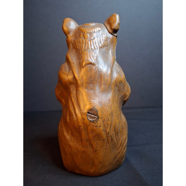 Antique Hubley Cast Iron Bear Honey Pot Still Bank Exceptional Original Paint 30s For Sale - Image 9 of 13