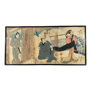 Japanese Woodblock Triptych Attr. Utagawa Toyokuni II (1777-1835), 19th Century, Framed