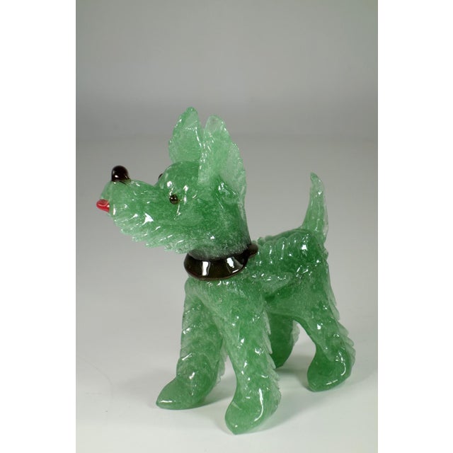 Art Deco Italian Pulegoso Green Murano Glass Terrier Dog Animal, 1930s For Sale - Image 10 of 10