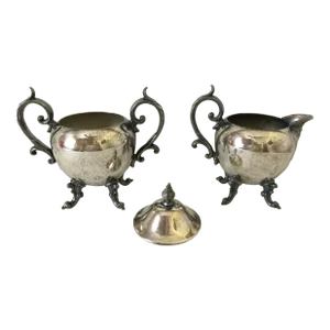 Vintage Birmingham Silver Company Lidded Sugar Bowl and Creamer, 3 Pieces
