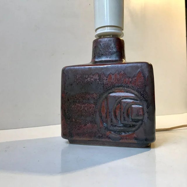 Brown Modernist Scandinavian Stoneware Table Lamp from Desiree, 1970s For Sale - Image 8 of 9
