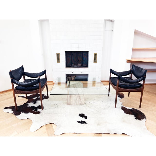 1970s Postmodern Travertine and Brass Attributed to Artedi Glass Coffee Cocktail Table For Sale - Image 9 of 13