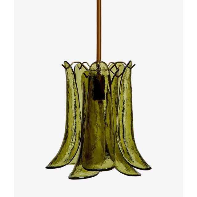 Two green glass botanical pendant lights from Lulu and Georgia unopened in their boxes.