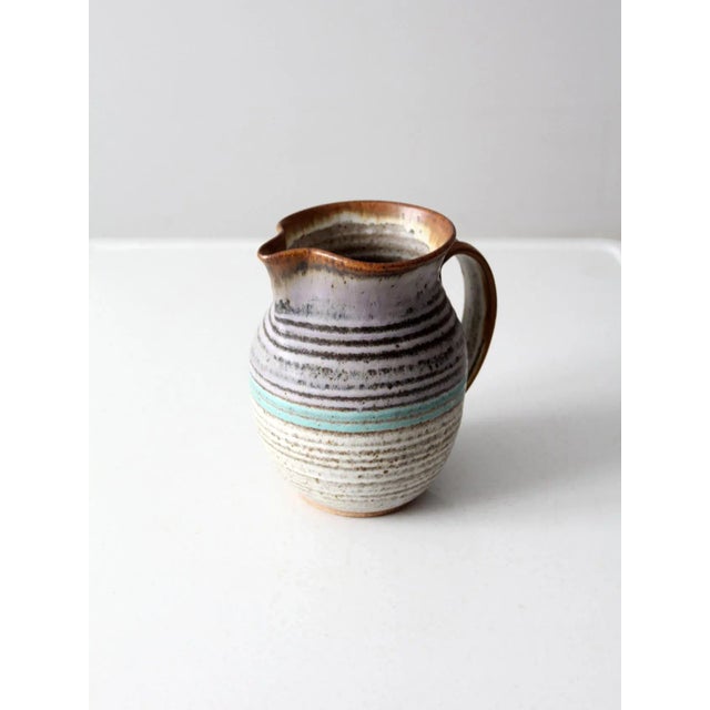 Vintage Signed Studio Pottery Pitcher For Sale - Image 10 of 13