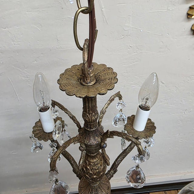 Glass 1960s Brass Pineapple Crystal Four-Light Chandelier For Sale - Image 7 of 17