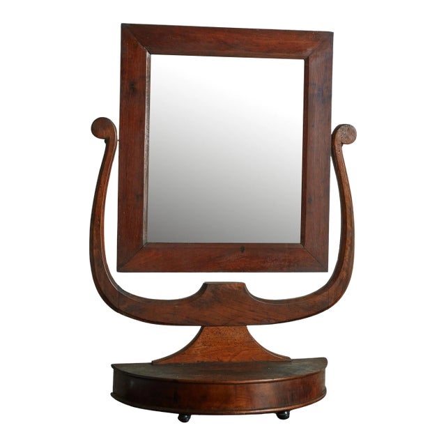 Antique Walnut Vanity Mirror, Italy 19th Century For Sale