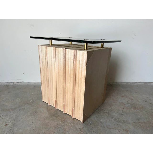 Beige Vintage Sculptural Books - Shape Side Table W/ Glass Top For Sale - Image 8 of 13