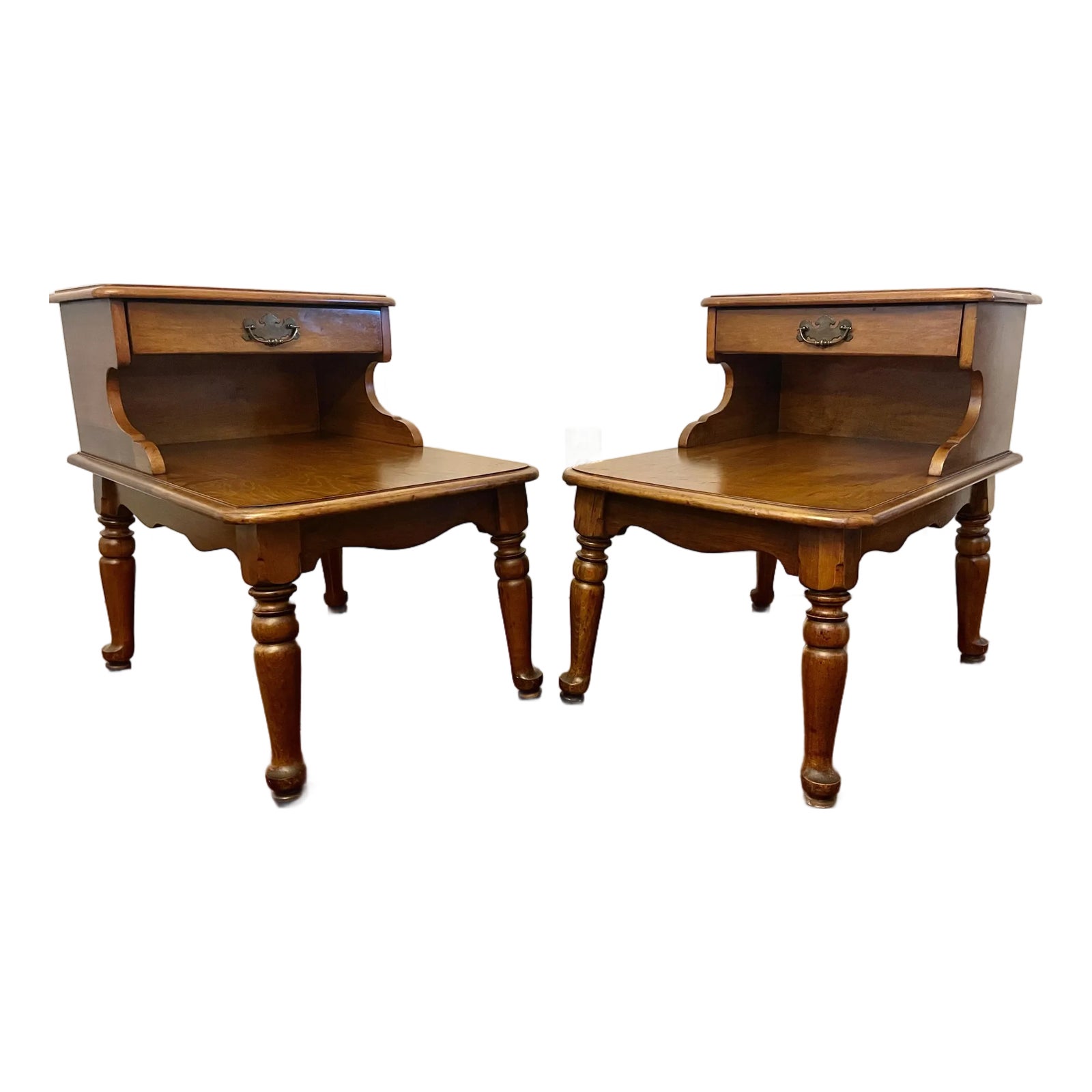 Vintage 1950’s Kling/Ethan Allen Solid Cherry Wood Two-Tier Step End ...