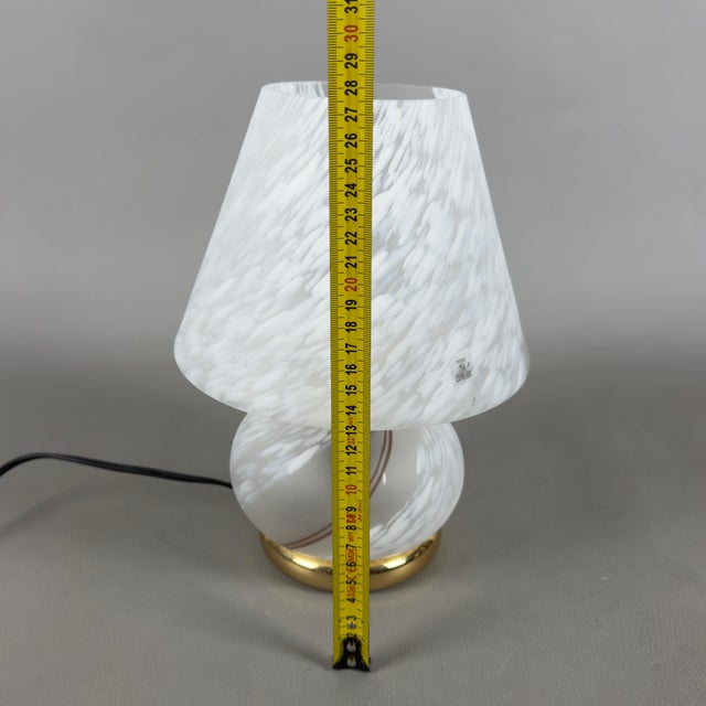 Mushroom Table Lamp in Opaline Murano Glass and Brass, 1970s For Sale - Image 12 of 13