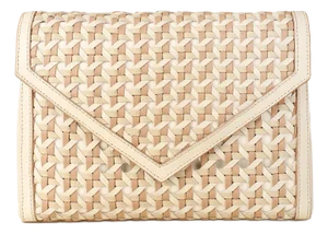 Rafe Jamie Woven Leather Envelop Clutch in White
