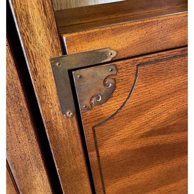 Brown Bernhardt 3 Piece Modular Asian Bookcase Wall Unit With China Cabinet For Sale - Image 8 of 13