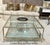 Handsome hammered iron hand painted in Aged Silver Leaf finish- 2 shelves 1/2 " clear glass make it possible to display...