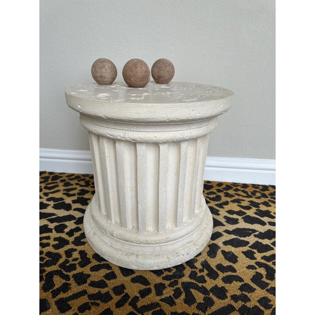 Sculpture Materials Vintage 1980’s Neoclassic Fluted Plaster Pedestal Side Table For Sale - Image 7 of 12