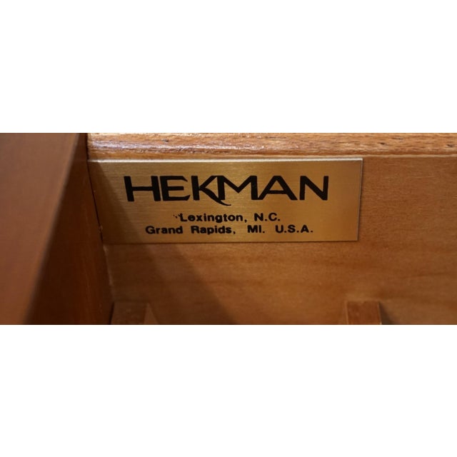 Brown Hekman Furniture Solid Mahogany Traditional Chippendale Style 58" Writing Desk W. Tooled Leather Top For Sale - Image 8 of 12