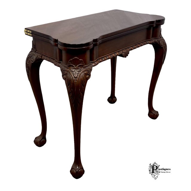 Vintage Chippendale Style Solid Mahogany Flip Top Game Table Chairish