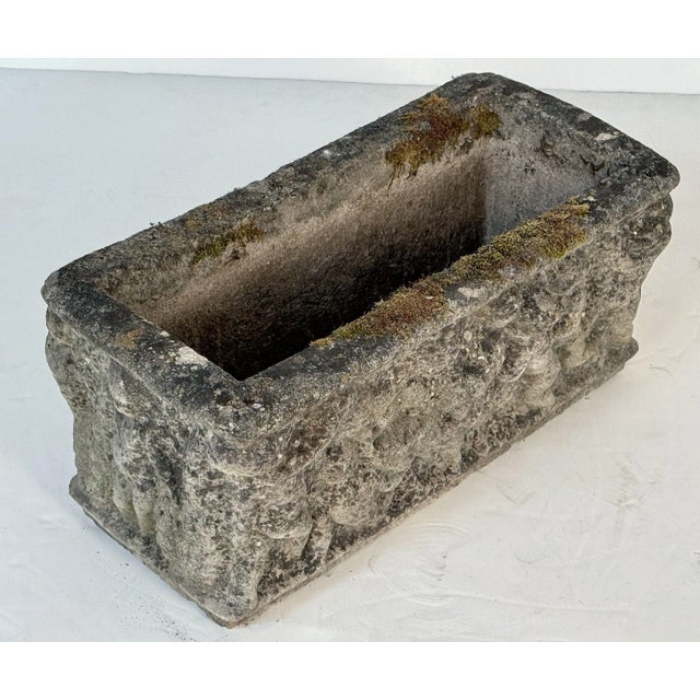 Mid 20th Century English Garden Stone Trough or Planter With Cherub Relief -Two Available For Sale - Image 5 of 12