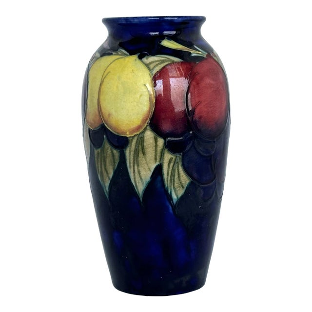 1920's Moorcroft Miniature Vase, Wysteria/Plum Design, 5" Tall For Sale