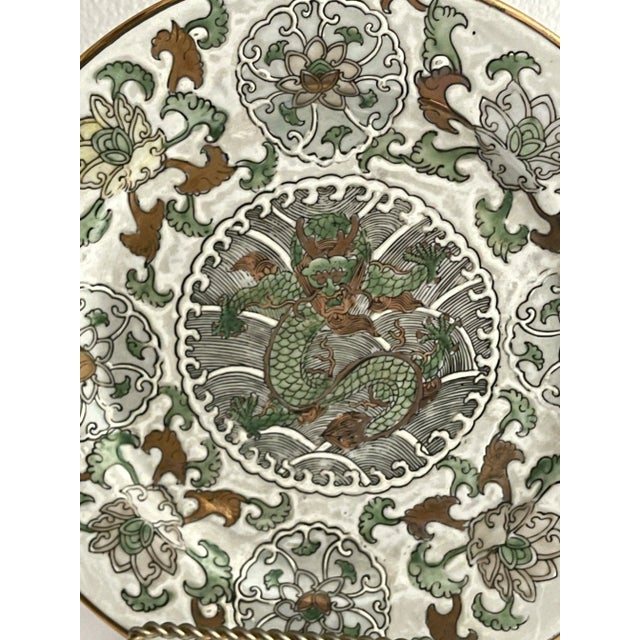 Chinese Famille Vert Chinese Porcelain Plate Bronze Accents Tongzhi Stamp For Sale - Image 3 of 6