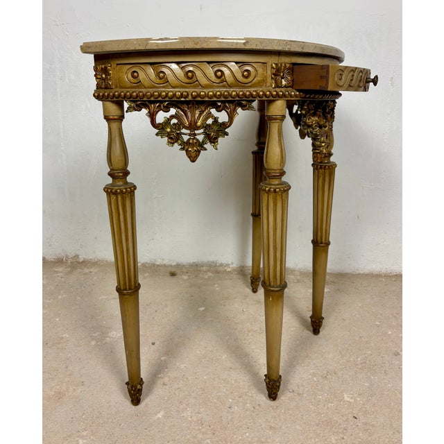 Italian Neoclassical Polychromed Console Table with Marble Top, 1940 For Sale - Image 10 of 18