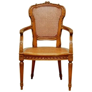 Neoclassical Louis XVI Shield Back Caned Fauteuil Chair