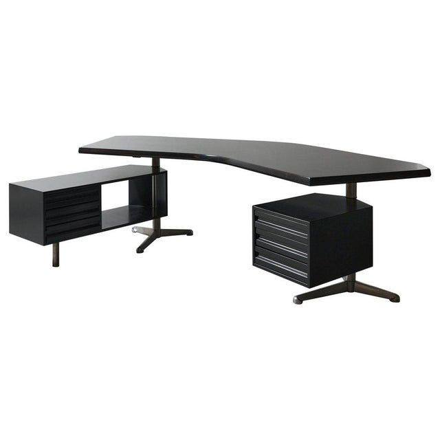 Black Boomerang Executive Desk attributed to Osvaldo Borsani for Tecno, 1960s For Sale - Image 12 of 12