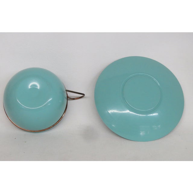 Turquoise Crestware Cup 'N Saucer Smoke Set 2pc Turquoise Ashtray With Original Box 4487b For Sale - Image 8 of 10
