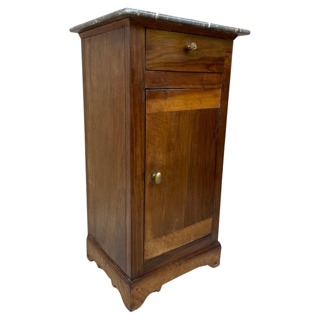20th Century Biedermeier Nightstand with Marble Top & One-Drawer & Door, 1900s For Sale - Image 15 of 18