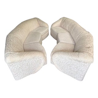 1980s Pair of Mid-Century Modern Curved Sofas With Sculptural Arms by Carsons For Sale