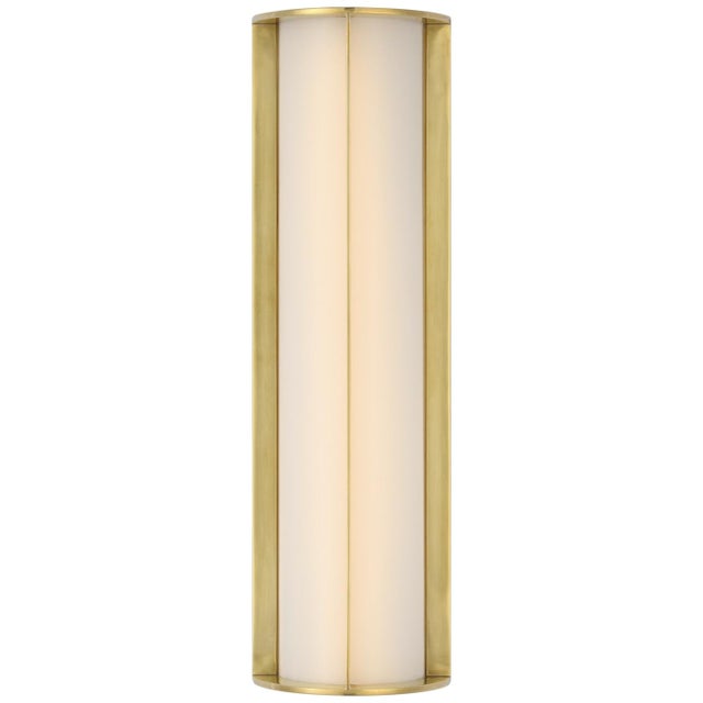 Barbara Barry for Visual Comfort Signature Phinn 18" Linear Bath Sconce in Soft Brass with White Glass For Sale