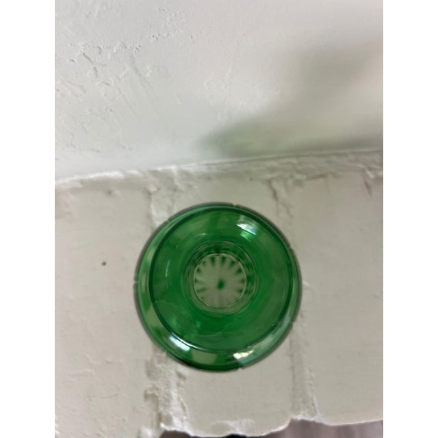 Emerald Green Cut-to-Clear Crystal Bud Vase Carafe For Sale In San Francisco - Image 6 of 12