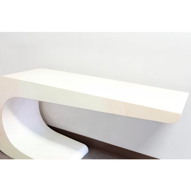 Late 20th Century Pierre Cardin White Lacqured Waterfall Console Table For Sale - Image 5 of 6