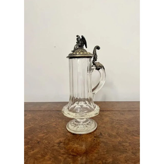 Victorian Glass and Silver Plated German Claret Jug, 1880s For Sale - Image 4 of 11