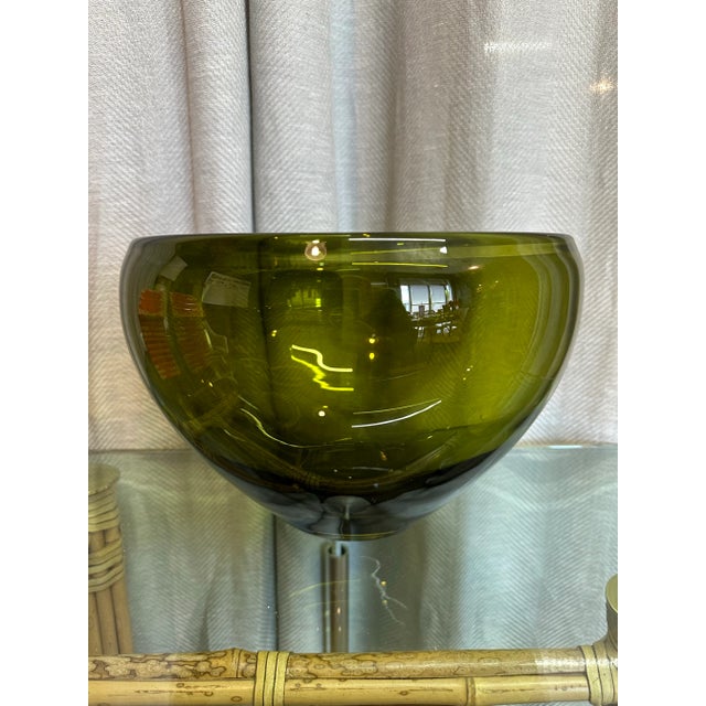 Mid-Century Modern Large Olive Green Bowl For Sale - Image 3 of 4