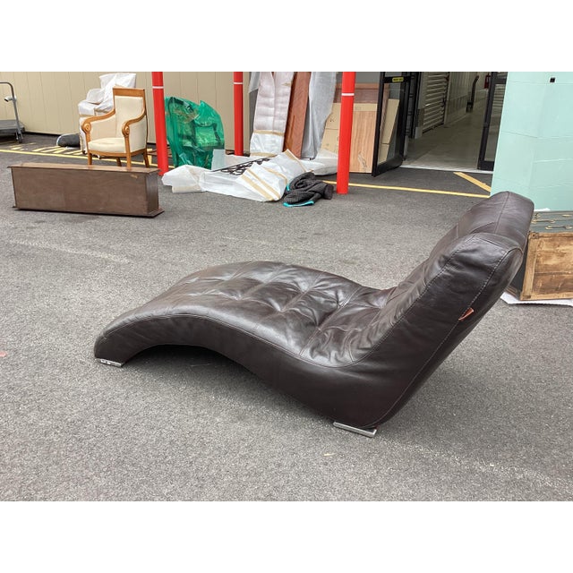 Ebony Wave-Chaise Italian Leather by Contempo Furniture For Sale - Image 8 of 11
