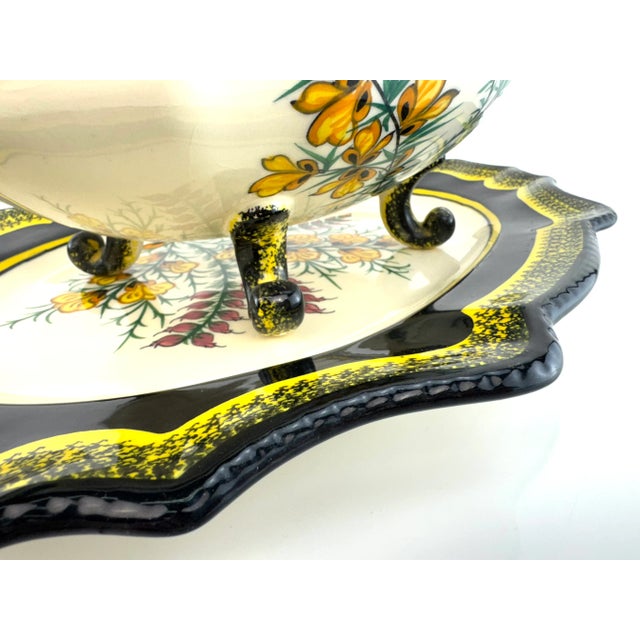 Cream Vintage Henriot Quimper French Faience Soup Tureen and Underplate For Sale - Image 8 of 18