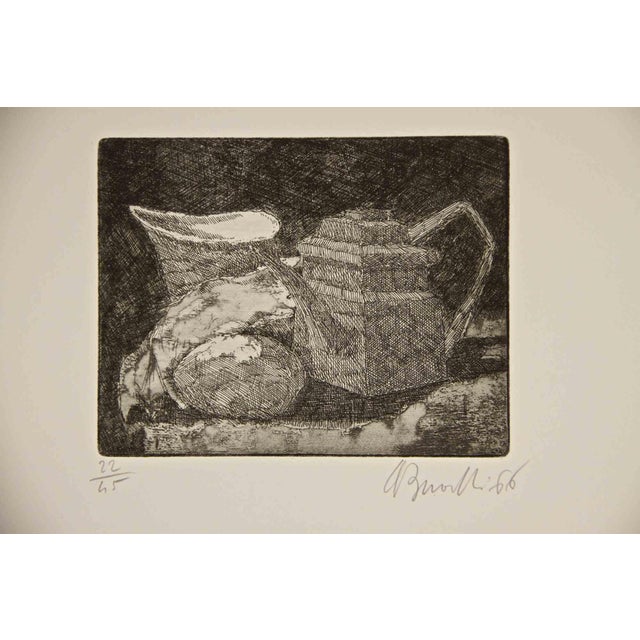 Armando Buratti, Coffee Maker, Etching, 1966 For Sale